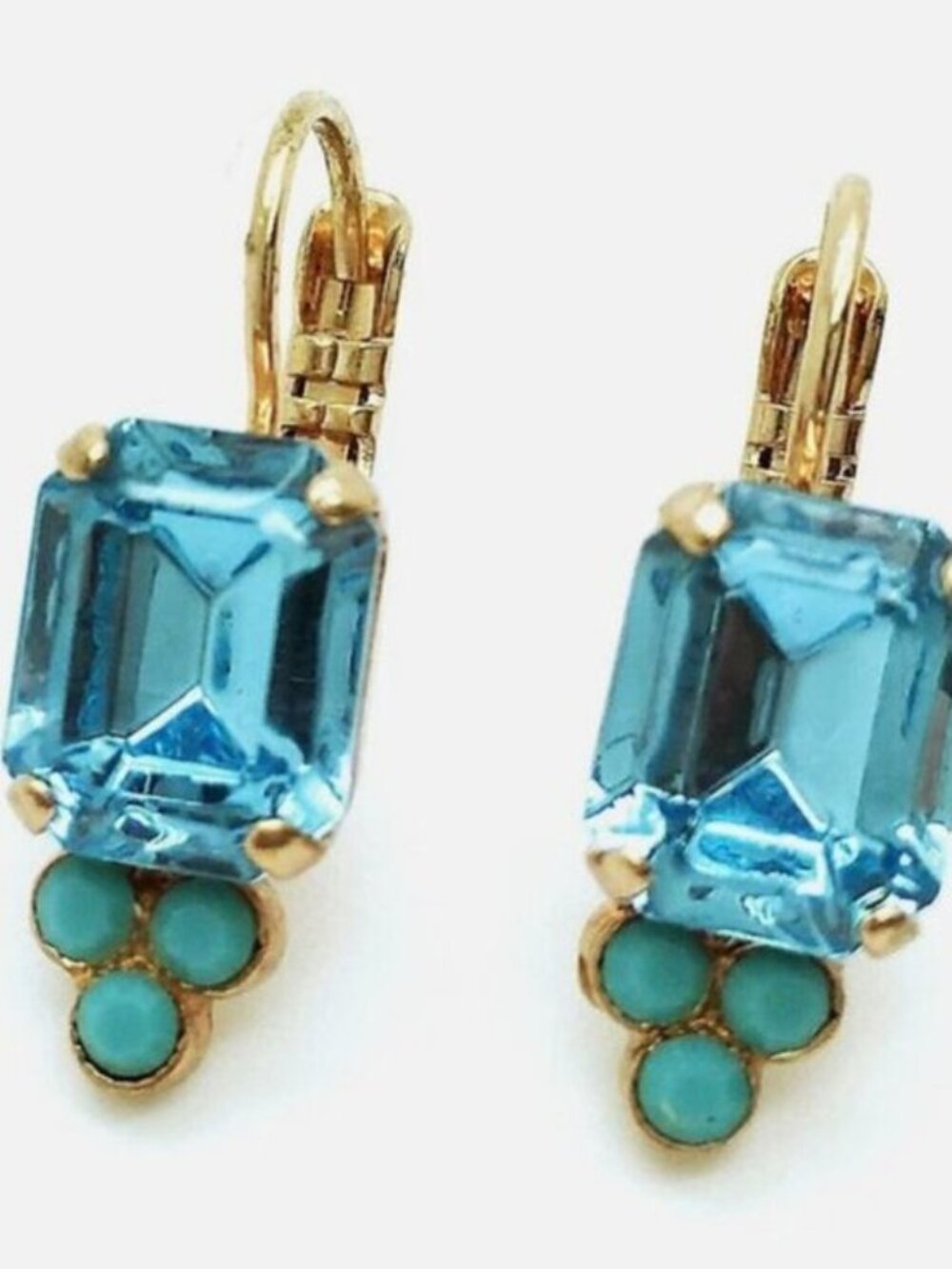 Earrings By Mariana Emerald Shape Aquamarine and Turquoise Swarovski Crystals